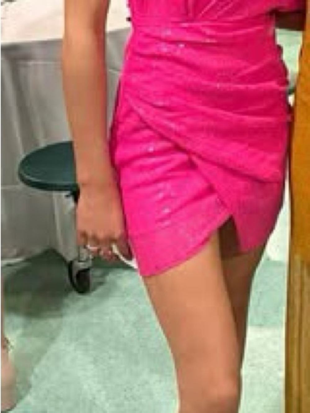 Girls Hot Pink Ruched Party Dress